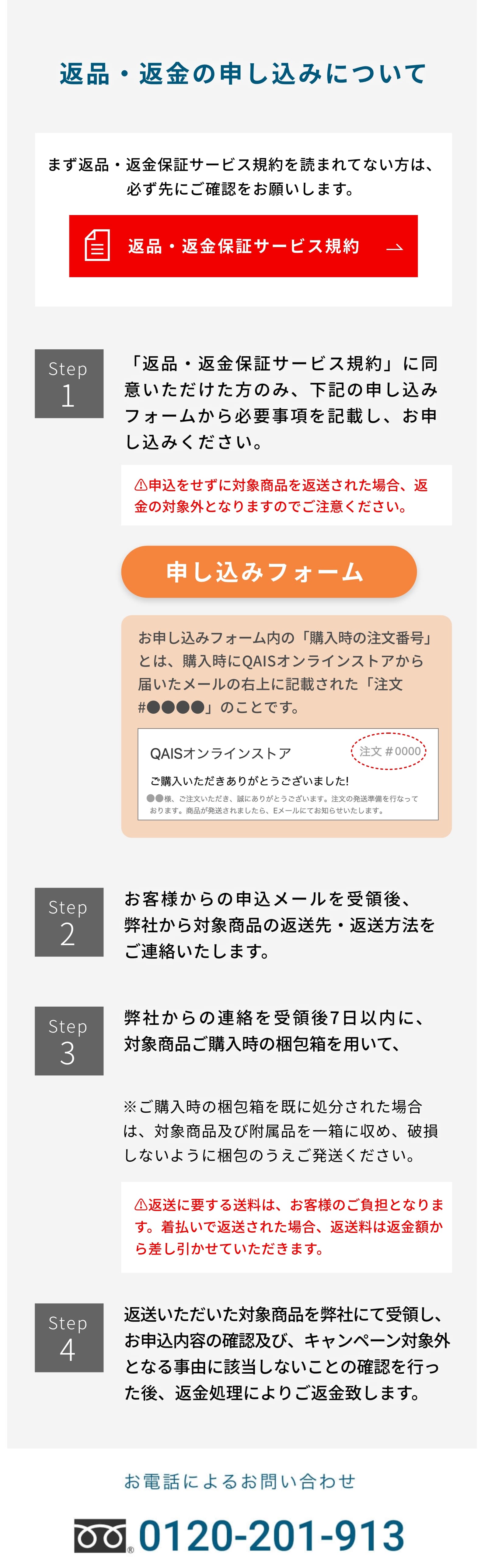 返品・返金の申し込みについて