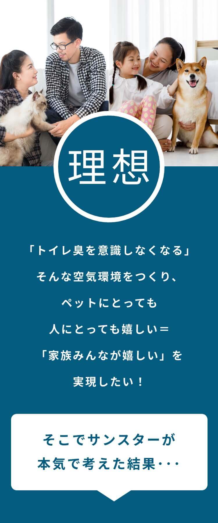トイレの臭いを意識しなくなる空気環境をつくりペットにとっても人にとっても嬉しいを実現したい