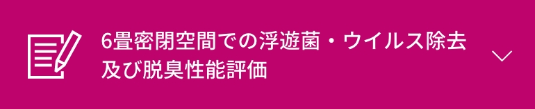 6畳密閉空間での浮遊菌・ウイルス除去及び脱臭性能評価